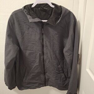 Rugged Exposure Mens Small Gray Hooded Jacket Water-Resistant Windbreaker
